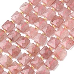 天然石ストロベリークォーツビーズ連売り  正方形  多面カット  シードビーズで  10x10x5mm  穴：1mm  約31個/連  14.96インチ（38cm）&nbsp;G-L642-L06-10mm