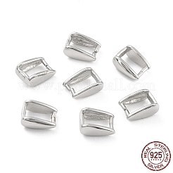 変色防止ロジウムメッキ スターリングシルバー アイスピックピンチベイル 925個  長方形  プラチナ  8x6x3mm  内径：4x6mm  ピン：0.8mm&nbsp;STER-Z001-016A-P