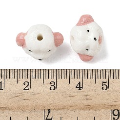 手作りの陶器ビーズ  光沢釉の磁器  犬  ライトコーラル  12.5x18.5x13.5mm  穴：2mm&nbsp;PORC-K003-06B