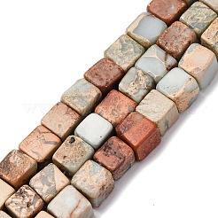 天然寿山石ビーズ連売り  キューブ  8~8.5x8~8.5x8~8.5mm  穴：1.2mm  約46個/連  15.35''（39センチメートル）&nbsp;G-B155-C07-8x8mm