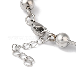 変色しない304ステンレススチールビーズボールチェーンブレスレット女性用  ステンレス鋼色  7-1/2インチ（19cm）  6mm&nbsp;BJEW-B092-01A-P