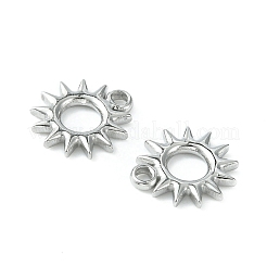 変色しない304ステンレススチールチャーム  太陽のチャーム  ステンレス鋼色  12x11x1.6mm  穴：1.5mm&nbsp;STAS-L269-058P