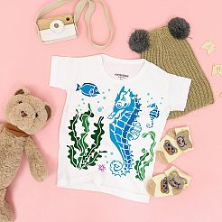 プラスチック再利用可能な描画絵画ステンシル テンプレート  スクラップブック、布地、タイル、床、家具、木材の塗装用  正方形  海馬模様  300x300mm&nbsp;DIY-WH0172-495