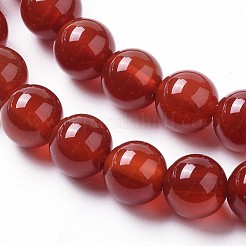 天然石瑪瑙ビーズ連売り  染め  ラウンド  レッド  6mm  穴：1.2mm  約63個/連  15インチ&nbsp;G-I261-B01-6mm