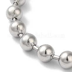 変色しない304ステンレススチールビーズボールチェーンブレスレット女性用  ステンレス鋼色  7-1/2インチ（19cm）  6mm&nbsp;BJEW-B092-01A-P
