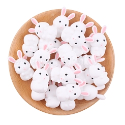 シリコンビーズ  DIYの看護ネックレス用  兎  ホワイト  30x15mm&nbsp;PW-WGDF15B-01