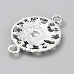 チベットスタイルの合金コネクタチャーム  中空のバラの花のリンク  アンティークシルバー  46x32x4mm  穴：4mm&nbsp;FIND-WH0172-63AS