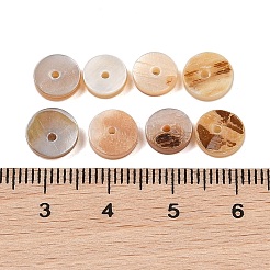 天然シェルビーズスペーサ  ディスク/フラットラウンド  ヒシビーズ  貝殻色  7~8x1~3mm  穴：1mm  約144個/袋&nbsp;SHEL-P004-01