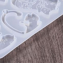DIYペンダントシリコンモールド  レジン型  UVレジン用  エポキシ樹脂工芸品作り  猫  ホワイト  130x120x6.5mm  穴：2~3mmと6.5x8mm  内径：40.5~51.5x40~60mm&nbsp;DIY-B076-01
