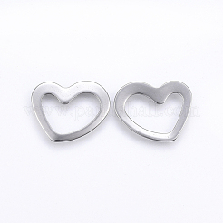 変色しにくい201ステンレススチール製リンクリング  ハート  ステンレス鋼色  14x18x0.8mm  穴：7x14mm&nbsp;STAS-E437-17P