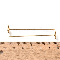 真鍮のアクセサリー  エナメルピン  花  18KGP本金メッキ  10x9x56mm&nbsp;KK-M298-07G-04