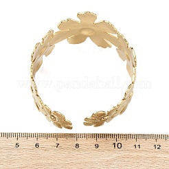 女性用304ステンレススチールカフバングル  花  イオンプレーティング（ip）  ゴールドカラー  1-1/2インチ（3.9cm）  内径：2インチ（4.95cm）&nbsp;BJEW-B150-05G