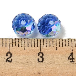 電気メッキガラスビーズ  ロンデル  藤紫色  8x6mm  穴：1.6mm  100個/袋&nbsp;EGLA-Z004-01B-11
