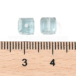 K9ガラス模造オーストリアクリスタルビーズ  多面カット  正方形  空色  6x6x6mm  穴：1.5mm&nbsp;GLAA-D023-01-04