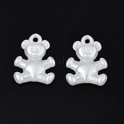 ABSプラスチックパール調ペンダント  クマ  乳白色  17.5x13.5x3.5mm  穴：1.4mm  約1500個/500g&nbsp;KY-T023-013B
