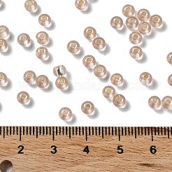 ガラスシードビーズ  銀並ぶ  丸い穴  ラウンド  ナバホホワイト  4x3mm  穴：1.2mm  6429個/ポンド&nbsp;SEED-H002-C-A040