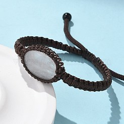 調節可能な楕円形の天然水晶編みビーズブレスレット  内径：2-1/8~3-1/8インチ（5~8cm）&nbsp;BJEW-H626-02-08