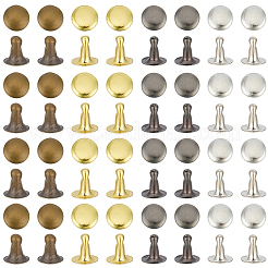 400個 4色合金スナップリベットバットスクリュー  スクラップブックフォトアルバムのバインディングと革のサドルの財布ベルトの修理のために  キノコ  ミックスカラー  5x2.5mm&nbsp;FIND-GF0009-29