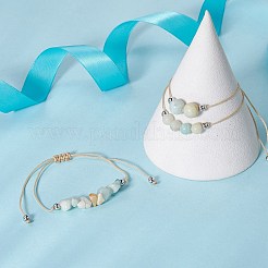 3 個 3 スタイルの天然アマゾナイト編組ビーズ ブレスレット セット  女性用ナイロン糸調節可能なブレスレット  内径：3-3/8インチ（8.5cm）  1個/スタイル&nbsp;BJEW-JB09334-05