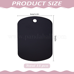 アルミペンダント15個  空白のタグ  長方形  ブラック  50x29x1mm  穴：3.5mm&nbsp;ALUM-LP0001-02