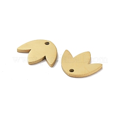 304ステンレススチールチャーム  レーザー切断  リーフチャーム  ゴールドカラー  9.5x11x1mm  穴：1mm&nbsp;STAS-R226-03G