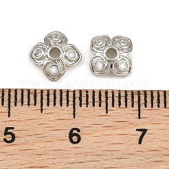 真鍮製マイクロパヴェクリアキュービックジルコニアビーズキャップ  花  ラックめっき  長持ちメッキ  鉛フリー＆カドミウムフリー  プラチナ  6.5x6.5x2mm  穴：1.6mm&nbsp;CU-CBA6A75-26P