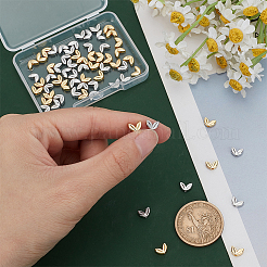 60 個 2 色の亜鉛合金スペーサービーズ  葉  プラチナ·ゴールデン  5x7x2.5mm  穴：1mm  30個/カラー&nbsp;FIND-PH0024-15