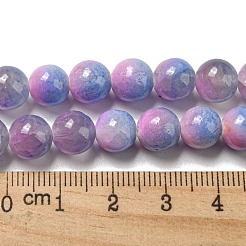 染め加工天然石ホワイトジェイドビーズ連売り  ラウンド  プラム  8mm  穴：1.2mm  約49個/連  15.55インチ（39.5cm）&nbsp;G-F764-02E