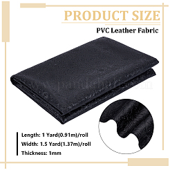 1ヤードのPVCレザー生地  DIYクラフト用品  ブラック  1370x1mm&nbsp;PVC-BC0001-02B