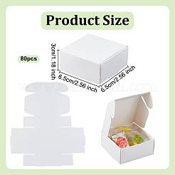 折り畳み可能な正方形の紙製収納ギフトボックス  紙包装ケース  ホワイト  6.5x6.5x3cm&nbsp;CON-WH0110-035A-02