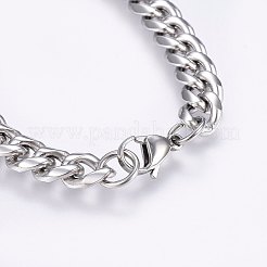 変色しにくい201ステンレススチールカーブチェーンブレスレット  ステンレス鋼色  8-1/4インチ（21cm）  9x11x4mm&nbsp;BJEW-E343-01A