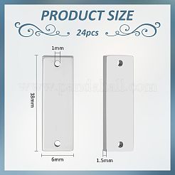カーボンスチールコネクタチャーム24個  空白タグのスタンプ  長方形  ステンレス鋼色  18x6x1.5mm  穴：1mm&nbsp;FIND-BC0013-03
