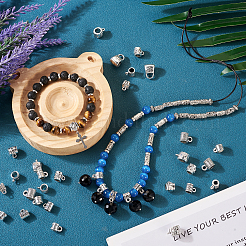 80スタイルのチベットスタイルの合金チューブベイル8個。  ループベイル  ペンダントベイル  カラム＆バッグ形状＆カラム  アンティークシルバー  10~15x7~11x7~9mm  穴：1.4~2.7mm  内径：4~6mm  10個/スタイル&nbsp;FIND-TA0003-52