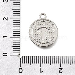 合金ラインストーンエナメルペンダント  キノコのチャームが付いたフラットラウンド  プラチナ  18x15x2mm  穴：1.5mm&nbsp;FIN-E049-07A