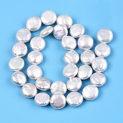 天然ケシパールビーズ連売り  養殖淡水パール  バロック真珠  フラットラウンド  乳白色  12~15x10.5~13x3~8mm  穴：0.7mm  約28~31個/連  14.96~15.35インチ（38~39cm）&nbsp;PEAR-S018-08B