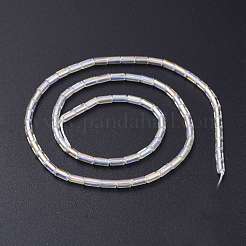 電気メッキガラスビーズセット  ABカラーメッキ  コラム  クリアAB  4.5~5x2.5mm  穴：0.8mm  約75個/連  14.17インチ（36cm）&nbsp;X-EGLA-K014-B-AB01