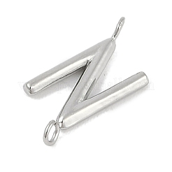 304ステンレススチールレターコネクタチャーム  ステンレス鋼色  文字N  12x5.5x2mm  穴：1.2mm&nbsp;STAS-M108-01P-14