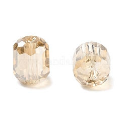 電気メッキカラムガラスビーズ  パール光沢メッキ  多面カット  バリーウッド  9x7.5~8mm  穴：1.5mm&nbsp;EGLA-A043-02-PL02