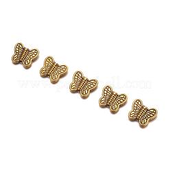チベット風合金ビーズ  カドミウムフリー＆鉛フリー  蝶  アンティーク黄金  8x10x3mm  穴：1mm&nbsp;PALLOY-B0041-AG-FF