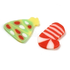 クリスマスのテーマ手作りポリマー粘土カボション  クリスマスツリー  グリーン  3-9.5x1.5-8x1-3mm&nbsp;CLAY-Q004-06A