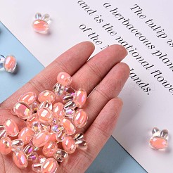 透明なアクリルビーズ  二層ビーズ  ABカラー  兎  鮭色  15.5x12x9.5mm  穴：2mm  約480個/500g&nbsp;TACR-S152-05B-SS2109