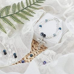 DIYネックレス作りキット  420個のガラスとABSプラスチックと真鍮製のビーズ  16本の合金リンクと真鍮製のペンダント  タイガーテールワイヤー  ミックスカラー  10x7mm  穴：1mm  20pc&nbsp;DIY-CA0002-86