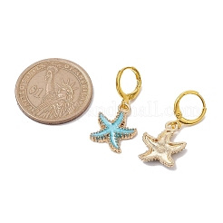 合金エナメルフープピアス  ヒトデ  ディープスカイブルー  31.5x15mm&nbsp;EJEW-JE05791