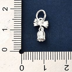 S925スターリングシルバーチャーム  丸カン付き  チューリップの花のチャームが付いた蝶結び  スタンプ925個付き  銀  11x7.5x4mm  穴：3.5mm&nbsp;STER-K183-01S
