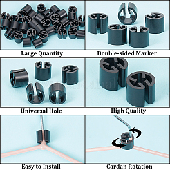 プラスチック製衣類マーカーカラータグ400個  カラーハンガーコードクリップ  コラム  ブラック  12x10mm  内径：9.5mm&nbsp;KY-CP0001-06