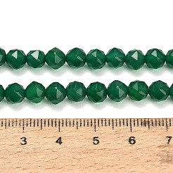 天然の緑色のカルセドニービーズの連  染め＆加熱  多面カット  ラウンド  6x6mm  穴：0.8~1mm  約63個/連  14.21~14.33インチ（36.1~36.4cm）&nbsp;GG-NH0004-D01