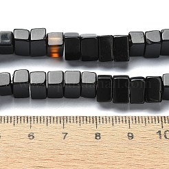 天然染色・加熱処理されたブラックオニキスビーズ連売り  染めて加熱したもの  直方体の  2穴  5x8.5x5mm  穴：1.2mm  約74個/連  14.96インチ（38cm）&nbsp;G-C135-O01-01
