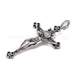 合金のチベット風チャーム  カドミウムフリー＆鉛フリー  イエスと交差  アンティークシルバー  54.5x29.5x7mm  穴：4mm&nbsp;FIND-B040-03AS