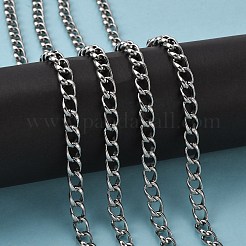 変色しにくい304ステンレススチールカーブチェーン  溶接されていない  スプールで  ステンレス鋼色  10x7x2.3mm  約82.02フィート（25m）/ロール&nbsp;STAS-O076-18