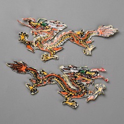 ドラゴン刺繍アイロン接着ワッペン  マスクと衣装のアクセサリー  パイルレットアップリケ  ドラゴン  58~62x137x0.8mm&nbsp;DIY-WH0568-56D